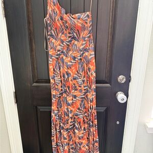 Nine West Orange and Blue Patterned Dress